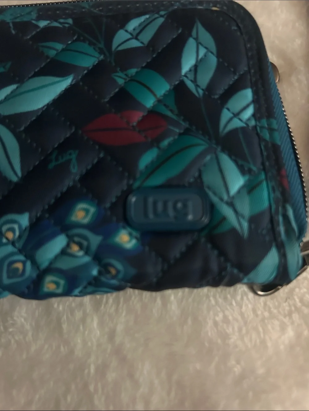 Lug Quilted Peacock-Teal Floral Wristlet Wallet